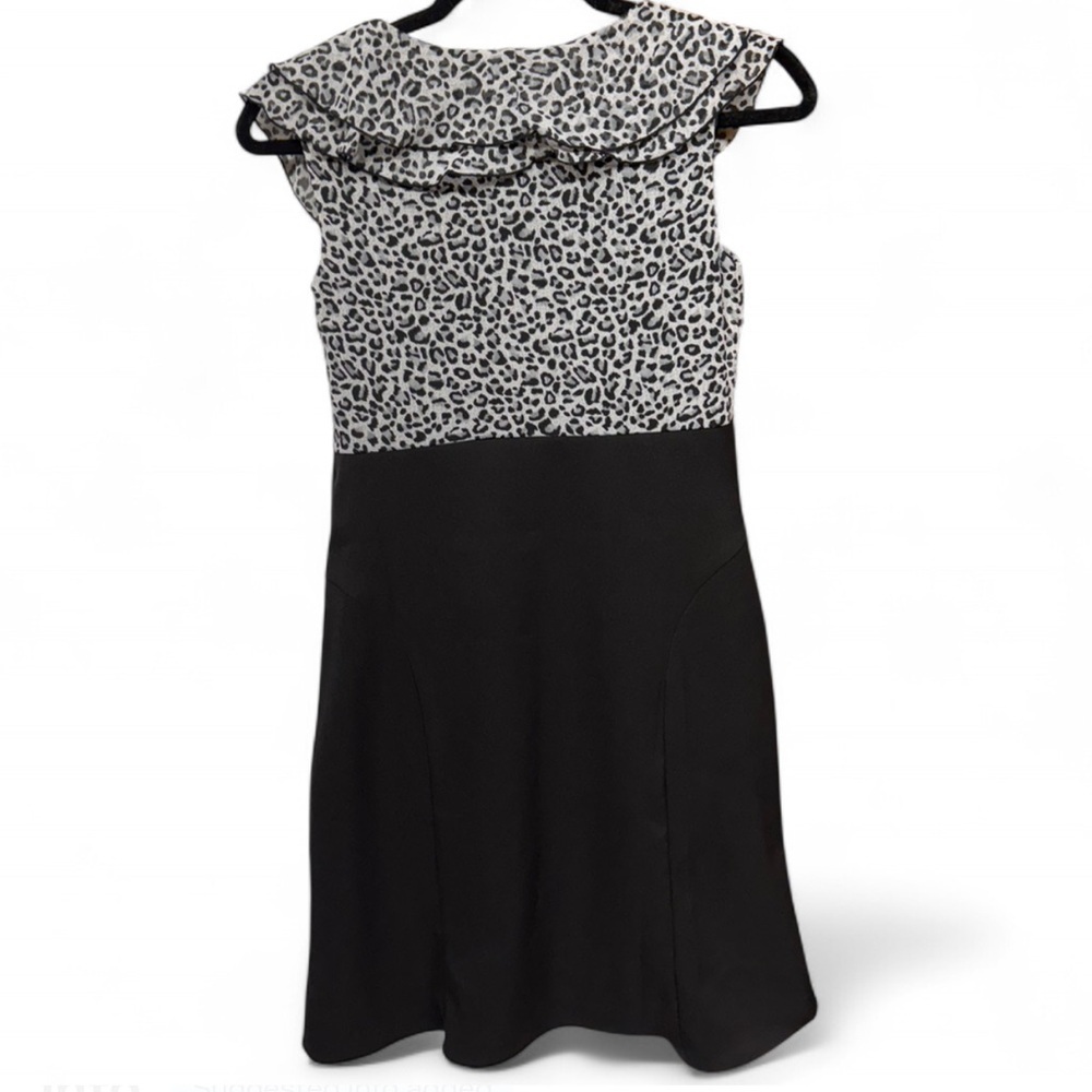 Alyn Paige NY Leopard Print Ruffle V-Neck Fit & Flare Mini Dress Size 5/6 - Picture 7 of 7